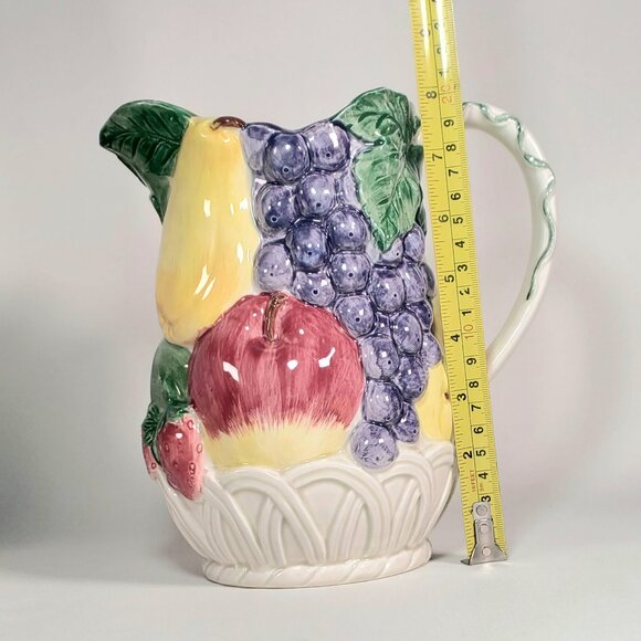 Vintage Ogatari Fruit Embossed Pitcher – Large 8" Version – Made in Japan - Picture 7 of 11